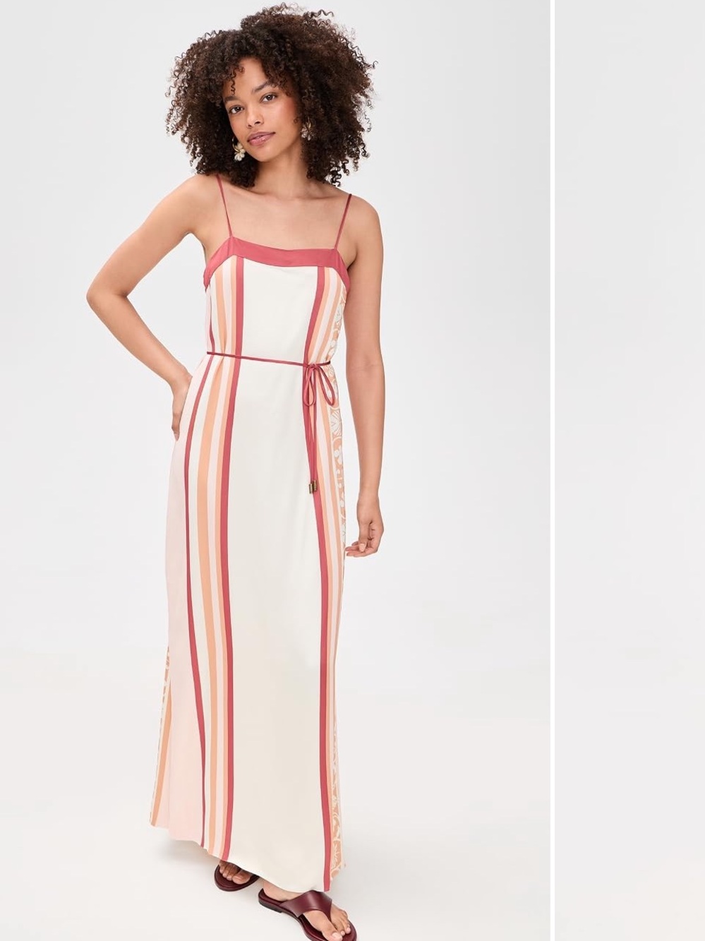 Kivari Cream Maxi Dress with Rose and Peach Stripes